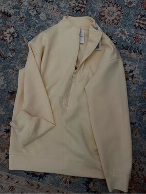 ALL IN MOTION Airy Sleep Half-Zip Pullover Sweatshirt in Buttery Yellow- S- NWT